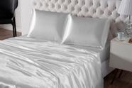 Jogo de lençol cetim casal queen 4 peças cama box seda varias cores