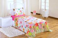 Jogo de lençol de Solteiro Quarto Infantil 3 pçs Jardim Pink