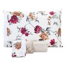 Jogo De Lençol Estampado Casal Queen 03 Peças Flores Palha