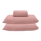 Jogo de Lençol KazzaVip Casal Malha 100% Algodão Basic Liso 3 Peças Rosa Pastel
