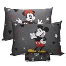 Jogo de Lençol KazzaVip Casal Malha Mista 70% Algodão e 30% Poliéster Joy Disney Mickey Minnie Bold 03 Peças Cinza
