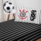 Jogo de Lençol KazzaVip Solteiro Malha 100% Algodão Licenciado Clube Corinthians 2 Peças Preto