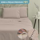 Jogo De Lençol King 4 Peças Micropercal 400 Fios Fronha Ponto Palito Super Confortável Resistente E Extra Macio