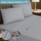 Jogo De Lençol King 4 Peças Micropercal 400 Fios Fronha Ponto Palito Super Confortável Resistente E Extra Macio
