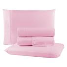 Jogo de Lençol Microfibra Rosa Queen 4pçs Costura Reforçada
