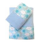 Jogo de Lençol Mini Cama 100% Algodão Estrelar Azul com Malha Azul Arrumadinho Enxovais