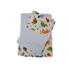 Jogo de Lençol Mini Cama 3 Peças Malha 100% Algodão Dino Espacial Branco Arrumadinho