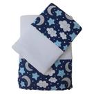Jogo de Lençol Mini Cama Céu Marinho Branco Arrumadinho Enxovais