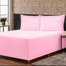 Jogo de Lençol p/ Cama Box Complet Rosa Solteiro 02 Peças - Percal 140 Fios