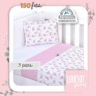 Jogo de Lençol para Berço Americano - 3 Peças - Ref. 5200 - Rosa