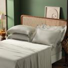 Jogo de Lençol Percal Cama King, 100% Bambu, Fibras Naturais, 4 Peças, 350 Fios Cor:Cinza Névoa