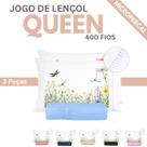 Jogo de Lençol Queen 3 Peças Micropercal 400 Fios com Elástico em toda volta Fronhas Estampadas Li Jogo de Lençol Queen 3 Peças Micropercal 400 Fios com Elástico em toda volta Fronhas Estampadas Li