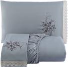 Jogo de Lençol Queen Cama Box Casal Bordado 03 Pçs