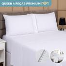 Jogo De Lençol Queen Padrão 4 Peças Com Fronha Percal Ponto Palito 400 Fios Extra Macio E Resistente