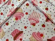 Jogo de Lençol Solteiro 3 Peças Cupcake Roupa de Cama 100% Algodão Toque Macio 200 Fios