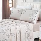 Jogo de Lençol Summer Casal 4 Peças MicroPercal 300 Fios Estampado Floral - Ramo Malva - 100% Poliéster