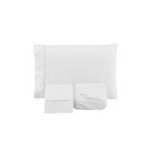 Jogo de Lençol Versatile Ponto Palito Simples 3 Peças Queen Micropercal 100% Poliéster - Branco