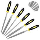 Jogo de Limas 6 Peças Aço Forjado Resistente, Cabo em Borracha, 14cm, Formatos Variados para Lixamento e Acabamento