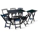 Jogo de Mesa 1,10x70 com 6 Cadeiras e Mesa Aparador Tarimatã - Preto