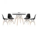 Jogo De Mesa 4 Cadeiras Pretas Eames Eiffel 90cm New