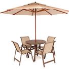 Jogo de Mesa 80cm Ripada Lótus 4 Cadeiras e Guarda Sol Jogo de Mesa 80cm Ripada Lótus 4 Cadeiras e Guarda Sol