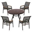 Jogo de Mesa 90cm Ripada 4 Cadeiras Praia Aluminio de Jantar Piscina Jardim