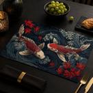 Jogo de Mesa Americano 6 Peças Sousplat de PVC para Mesa Posta Carpas Peixes Oriental Japão Elegante