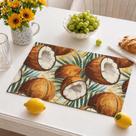 Jogo de Mesa Americano 6 Peças Sousplat de PVC para Mesa Posta Tropical Frutas Coco Jogo de Mesa Americano 6 Peças Sousplat de PVC para Mesa Posta Tropical Frutas Coco