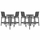 Jogo de mesa bistrô com 4 banquetas altas para área gourmet, bar, cozinha e área externa de churrasco, piscina, varanda e sacada PRETO