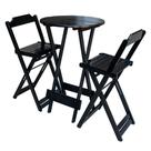Jogo de Mesa Bistrô Dobrável em Madeira Padrão com 2 Banquetas Altas - Preto