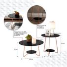 Jogo de Mesa Centro e Apoio LI Com Pés Metálicos Bordas Usinadas e Grande Estabilidade Cor Preto