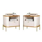 Jogo de Mesa de Cabeceira Bali Off White Nature Dourado