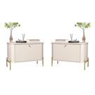 Jogo de Mesa de Cabeceira Sofia Off White Dourado