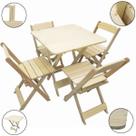 Jogo De Mesa Dobrável 70x70 C/ 4 Cadeiras Madeira Maciça Bar