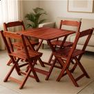 Jogo De Mesa Dobrável 70x70 com 4 Cadeiras Madeira Maciça Bar