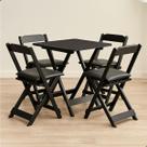 Jogo De Mesa Dobrável 70x70 Madeira Maciça Com 4 Cadeiras Estofadas Bar Restaurante