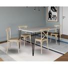 Jogo de Mesa Elen Retangular Tampo de Madeira 140x80cm Branco com 4 Cadeiras Katrina Off White Assen