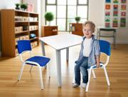Jogo de Mesa Infantil Com 2 Cadeiras Escolar Creche Atividades Azul