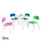 Jogo de Mesa Infantil Com 4 Cadeiras Escolar Estudos Atividades Coloridas