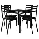 Jogo de Mesa Malva 75cm e 4 Cadeiras 118 Preto - Artefamol