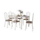 Jogo de Mesa Malva Vidro Branco 140 Cm com 6 Cadeiras 121 Branco Rattan Artefamol