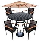 Jogo De Mesa Ripada 1,20m + 4 Cadeiras Amélia E Guarda Sol Piscina Preto Jogo De Mesa Ripada 1,20m + 4 Cadeiras Amélia E Guarda Sol Piscina Preto