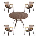 Jogo de mesa ripada de alumínio 4 cadeiras cactos tela sling para piscina jardim sala - Sarah Móveis