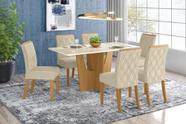 Jogo de Mesa Vértice 1600 e 6 Cadeiras Vita Nature/Linho - FdECOR