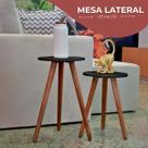Jogo De Mesas Redonda De Canto Lateral Retro Palito