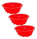 Jogo de Mini Forma Redonda em Silicone Vermelha 3PCS