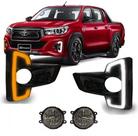 Jogo de Moldura Grade Milha DRL + Milha LED Hilux 2019 2020