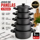 Jogo de panela 5 peças craqueado premium forte alumínio reforçado