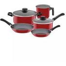 Jogo de Panela 5 peças Nigro Vermelha Tampa de Vidro