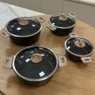 Jogo de Panela 8 Peças de Ceramica Compatível com Fogão a Gás e Indução Cozinhe sem grudar e com Muito Mais Praticidade